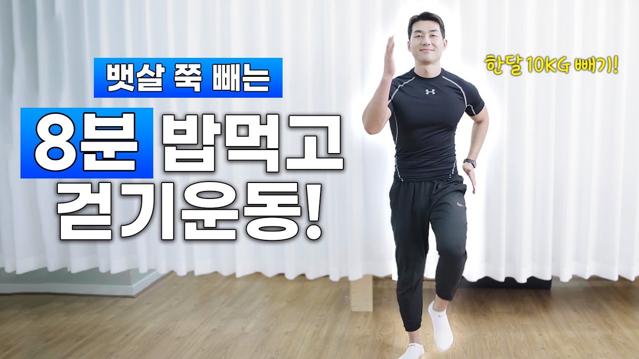 식후 8분 홈트! 뱃살 쭉쭉 빠지는 소화 걷기 운동! 중년 집에서 7키로 감량!