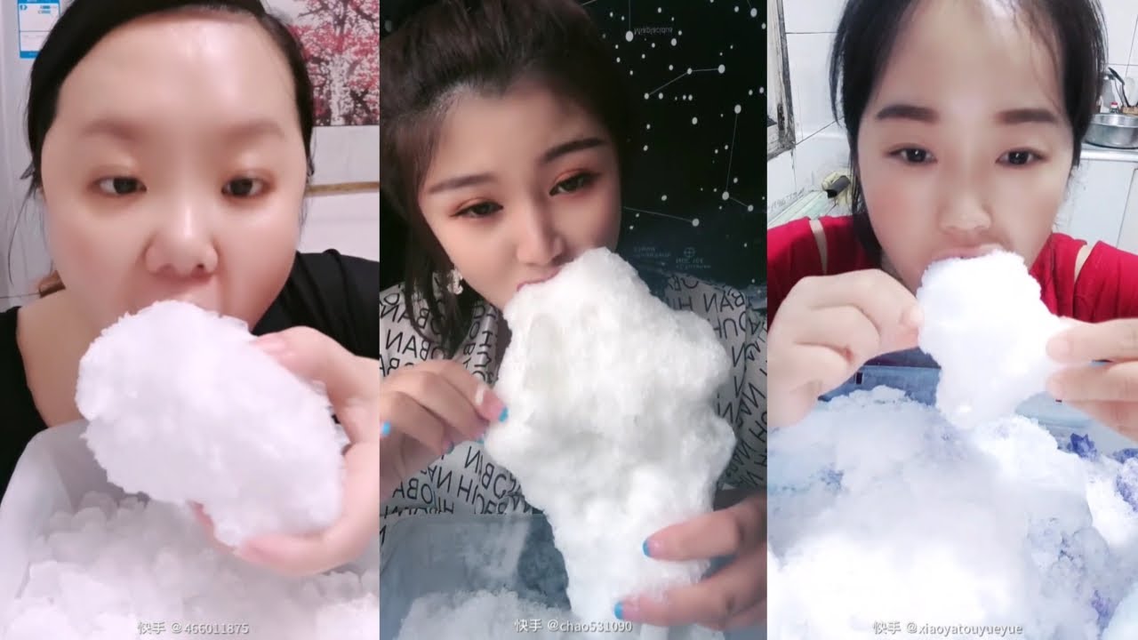 SOFT POWDERY WHITE ICE CHUNKS BITES & SPOONFULS ICE EATING ASMR | FREEZER FROST AND SHAVED ICE #8