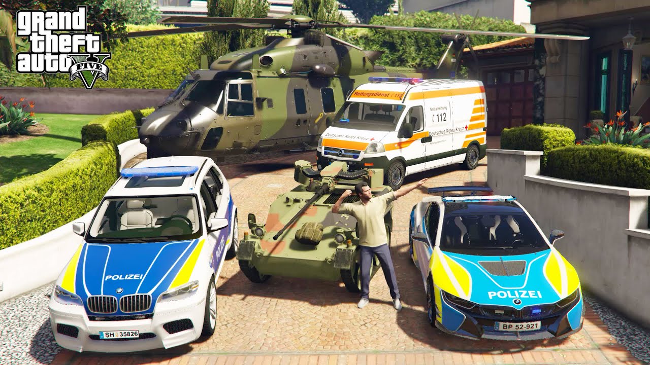 GTA 5 - Stealing German Emergency Vehicles with Michael! | (GTA V Real Life Cars #39)