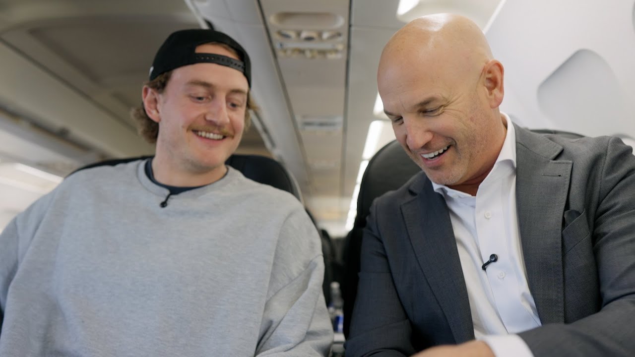 Hang out with Bobby McMann on flight to Detroit for first Leafs road game of season versus Red Wings