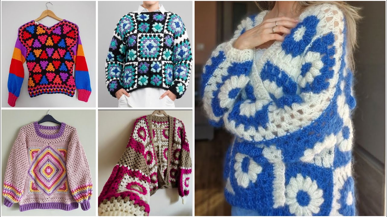 Very beautiful crochet 🧶 multicoloured fancy sweater cardigan designs 