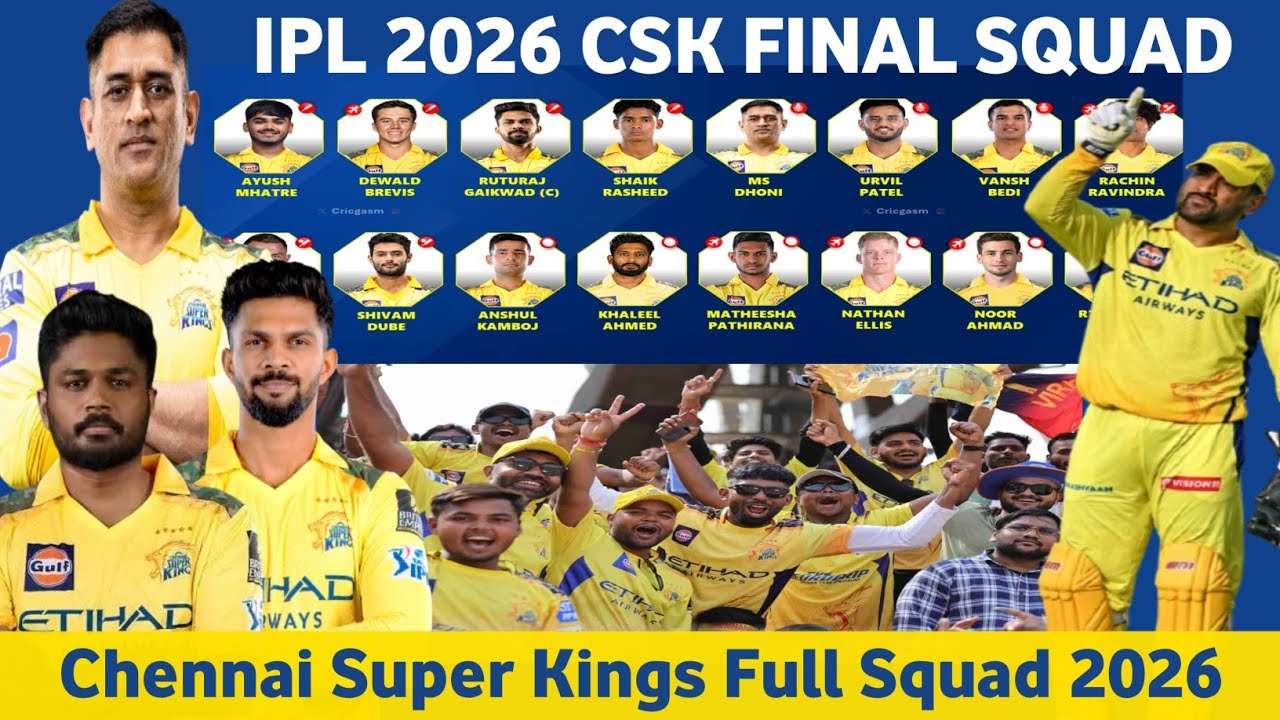 IPL 2026 Csk final New Squad | Chennai Super kings New Squad 2026 | CSK New Playing 11 2026 