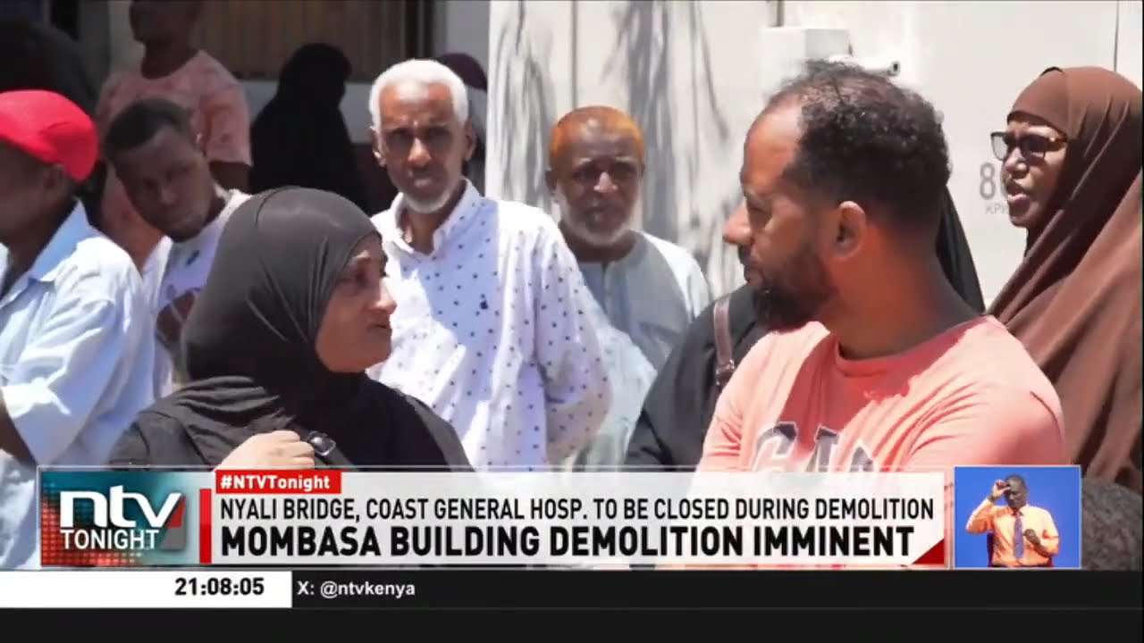 Mombasa county government to demolish a nine-storey building that tilted due to structural faults
