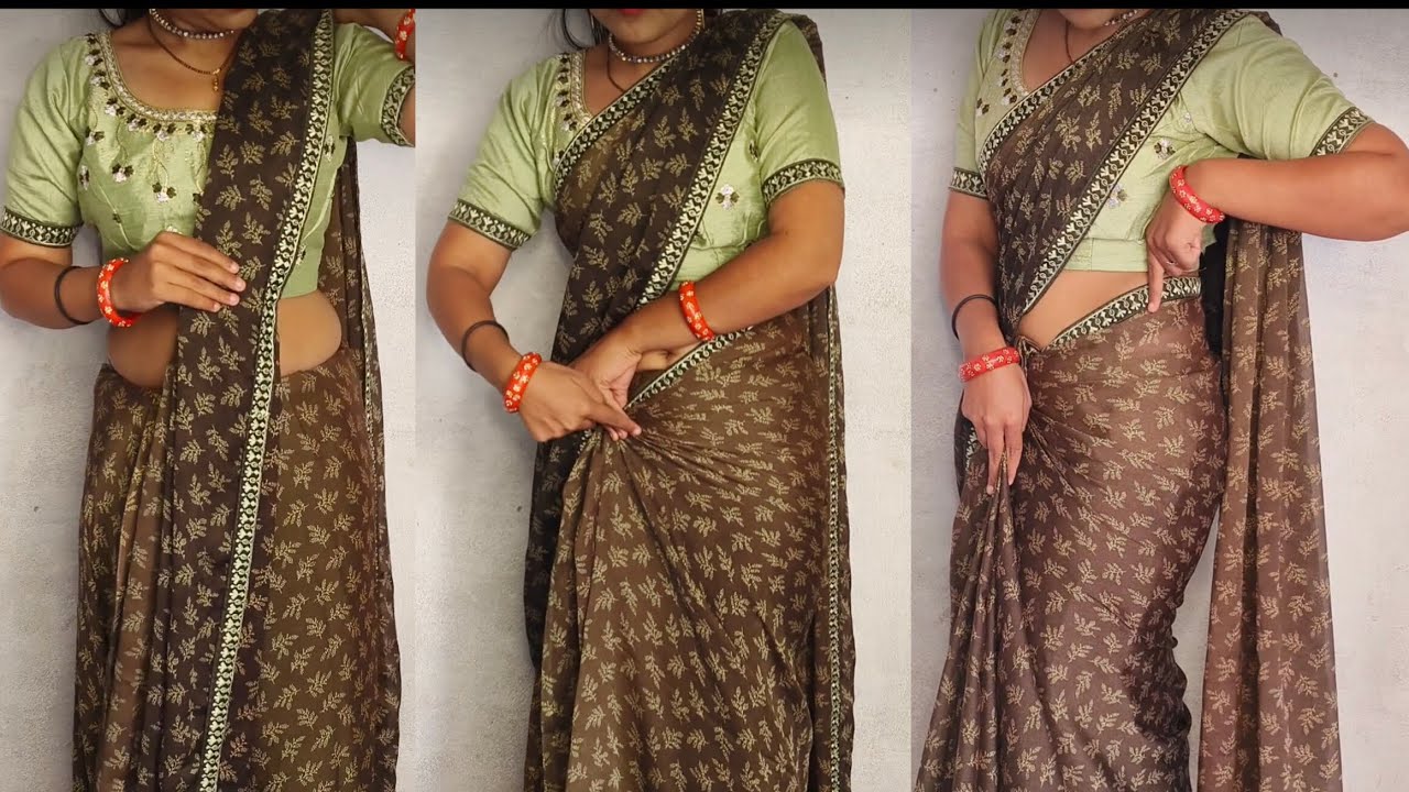 How to make perfect pleats in Georgette silk saree draping tutorial for beginners/wedding special 