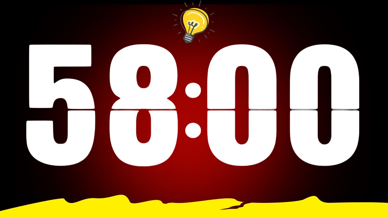58 Minute Countdown Timer 🔔 Minimalist Display with Alarm