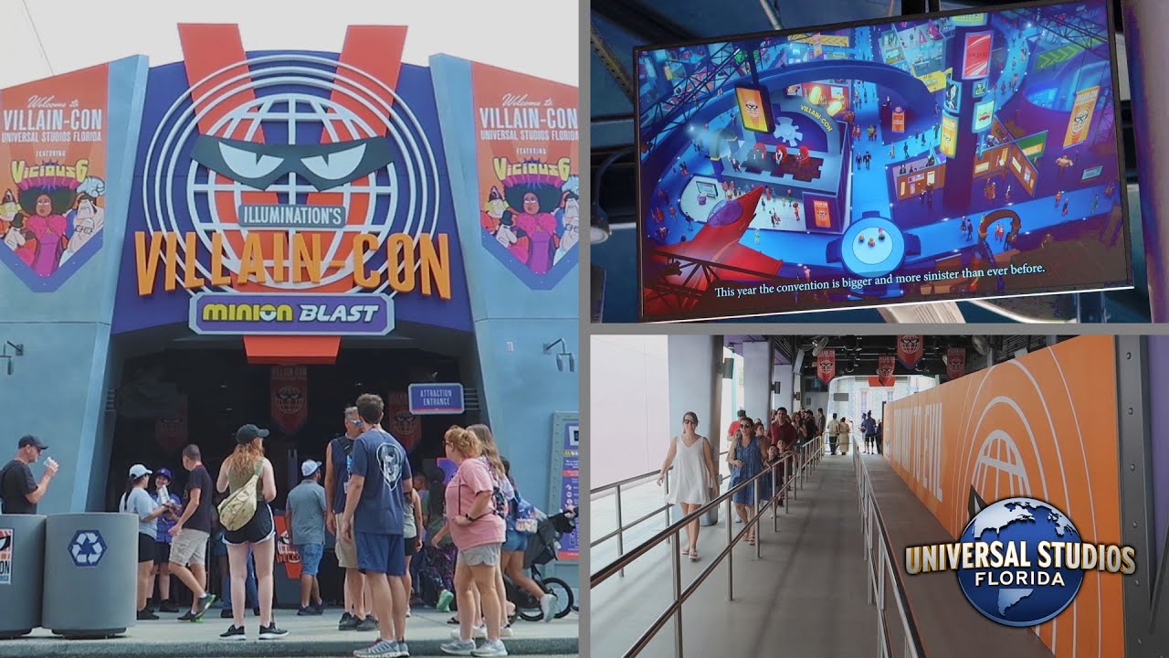 Illumination's Villain-Con: Minion Blast - ALL QUEUE VIDEOS | Universal Studios Florida