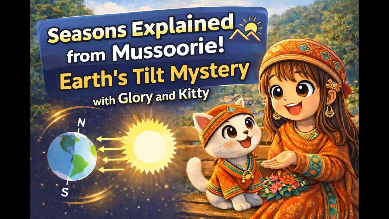 🌟 Seasons Explained from Mussoorie! 🌄🌍 Earth’s Tilt Mystery✨ with Glory and Kitty
