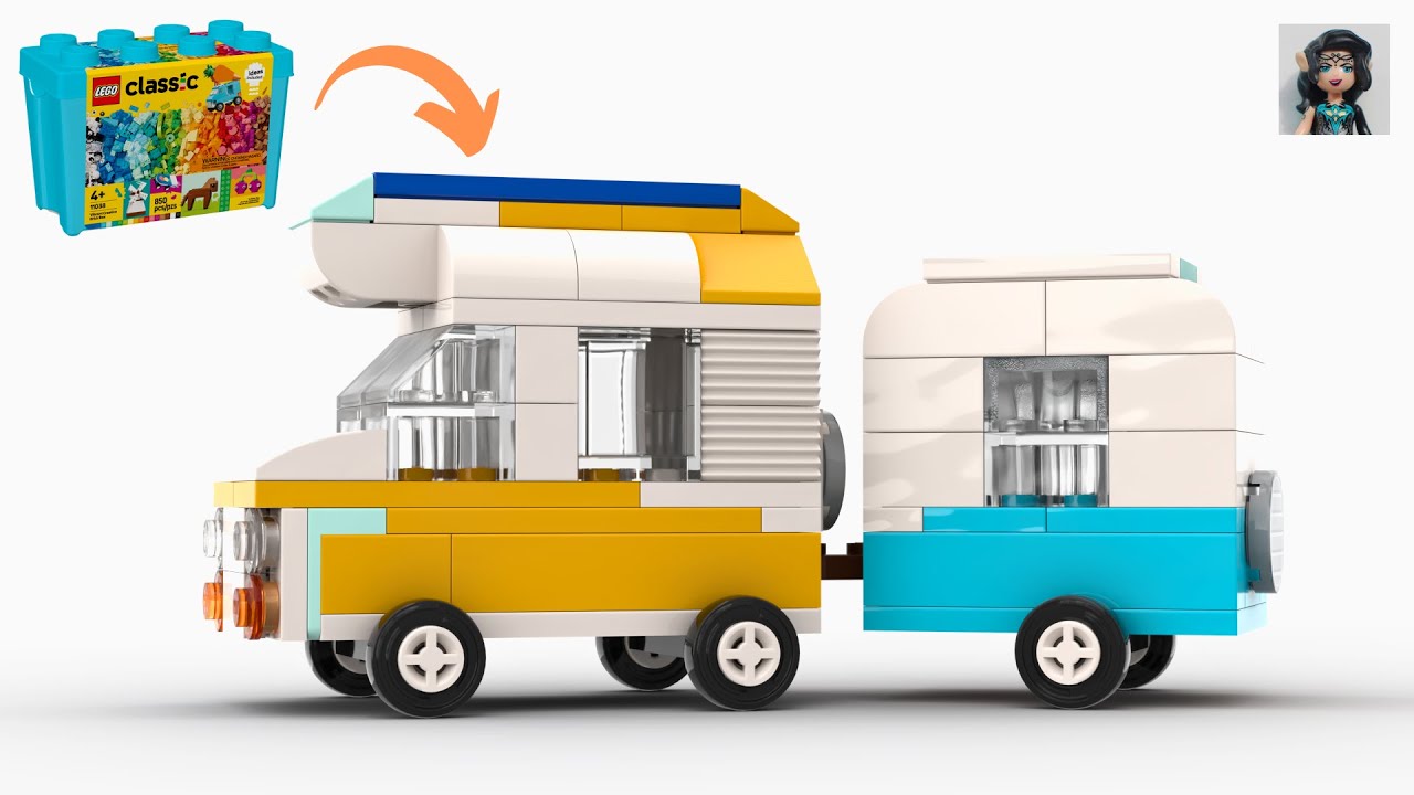 CAMPER VAN with TRAILER Lego classic 11038 ideas How to build