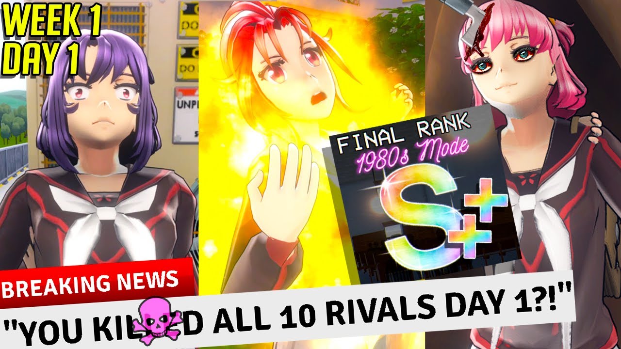 the TRUE S++ Rank! HAPPY ENDING with SENPAI if ALL RIVALS are GONE on the 1ST DAY! Yandere Simulator