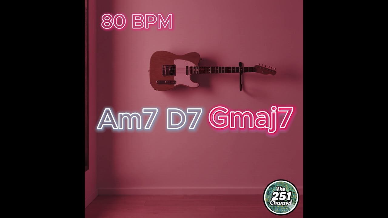 Guitar Jam G Major Backing Track - Pop Funk Style 80 BPM (Am7 D7 Gmaj7) II-V-I