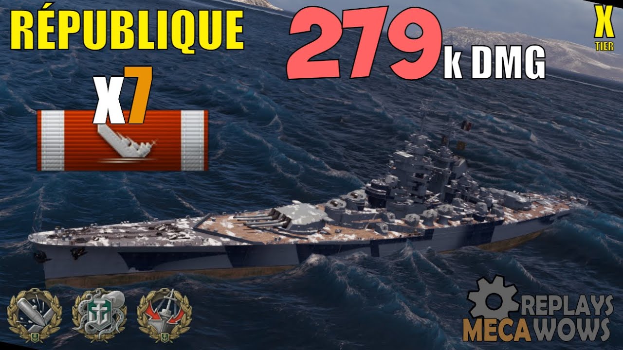 Battleship République 7 Kills & 279k Damage | World of Warships Gameplay