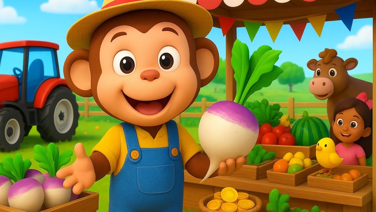 Monkey 🤣 Farmer and the Turnip Adventure 🌱🐒 | Fun Farm Story for Kids | 3D Animation