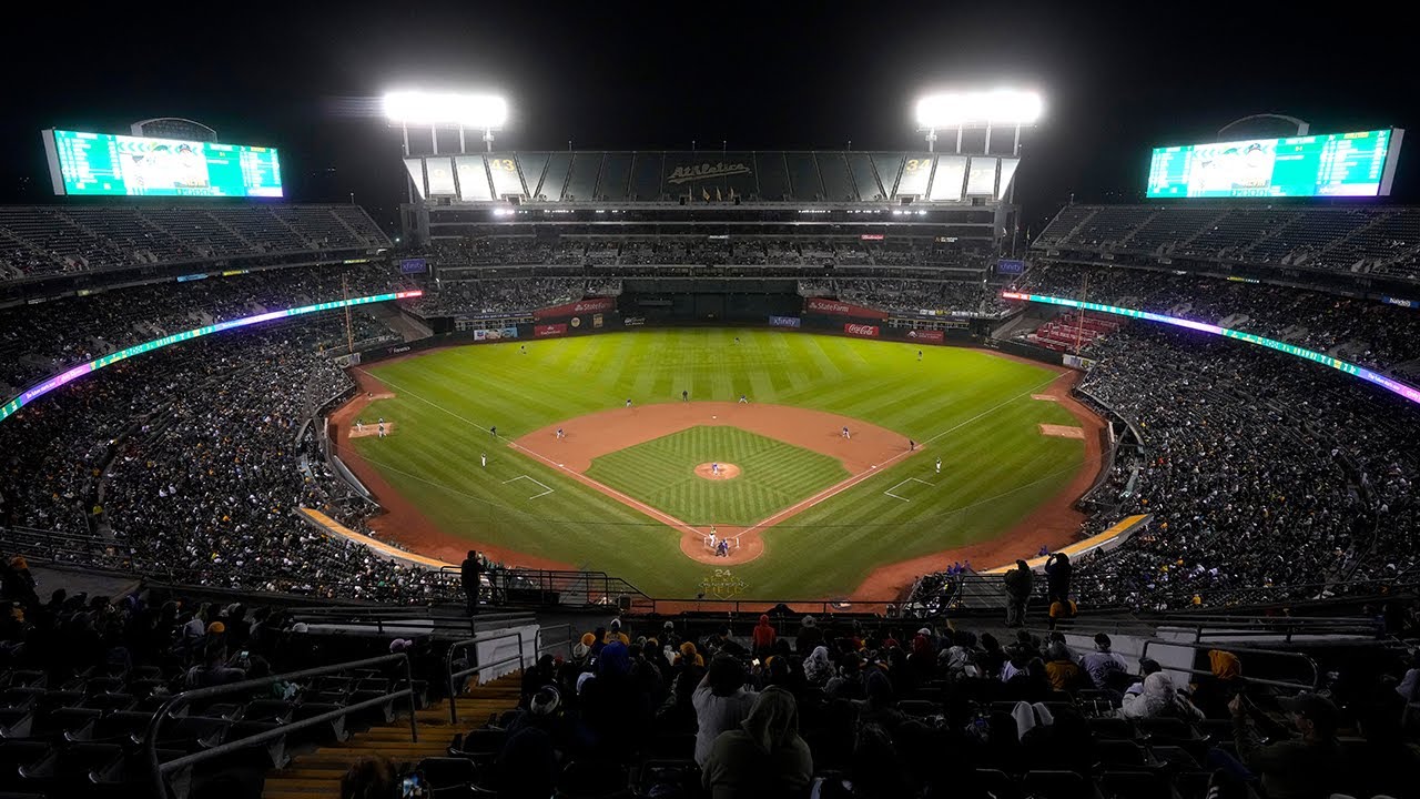 Oakland A's manager Mark Kotsay delivers remarks after last game at Coliseum