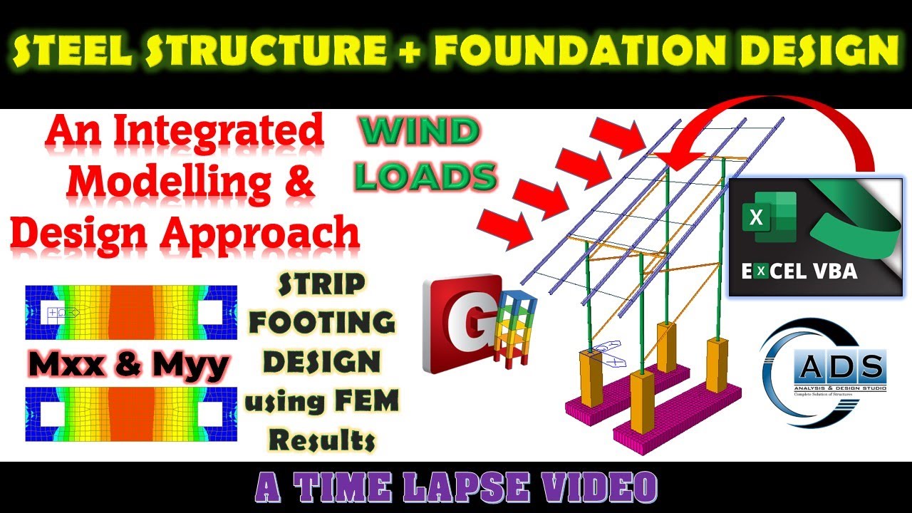 Steel Structure + Strip Footing Design Explained | FEM + Wind Loads + Excel VBA