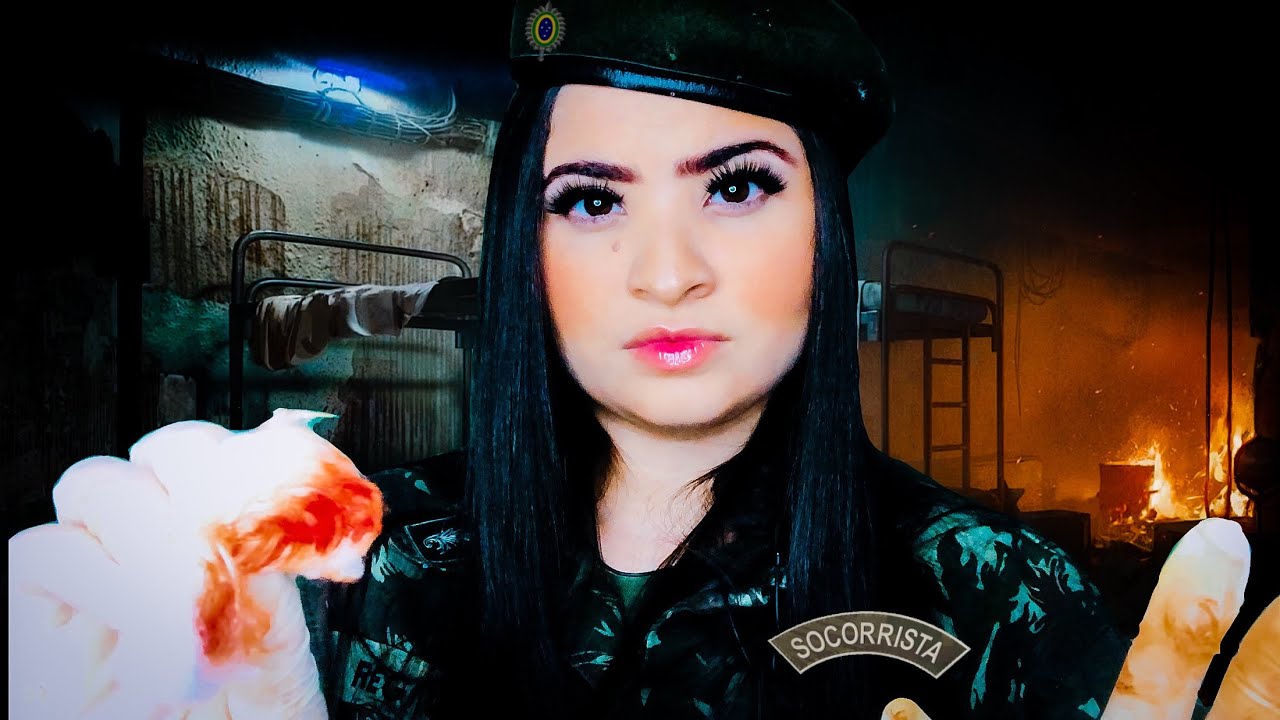 ASMR: SOCORRISTA DO EXÉRCITO 🇧🇷CUIDANDO DO SEU FERIMENTO.