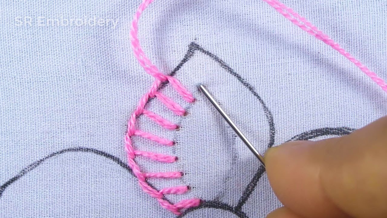 Hand Embroidery New Fancy Elegant Flower Needle Work Amazing Design Easy Following Sewing Stitch