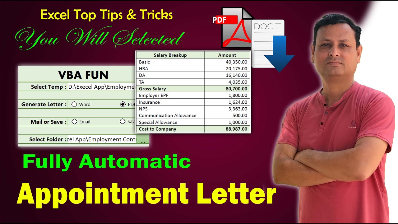 Excel Tips & Tricks | Fully Automatic Appointment Letter | HR Management | Automatic PDF Generation