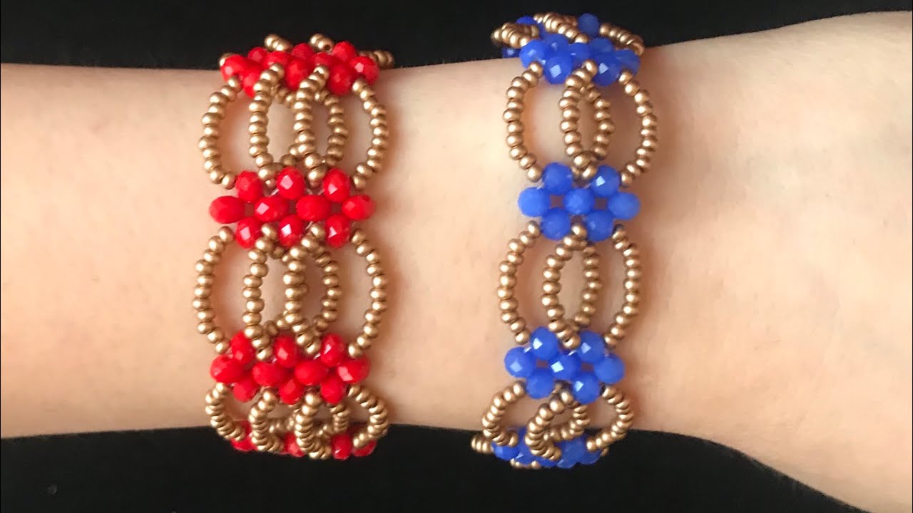 Kum ve kristal boncuktan  BİLEKLİK YAPIMI - How to make a beaded bracelet