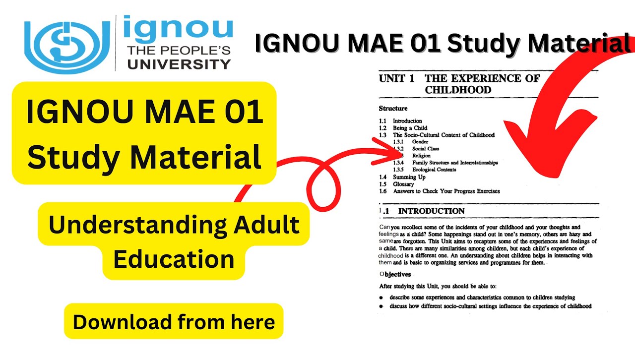 IGNOU MAE 01 Study Material  | IGNOU MAE 001 Understanding Adult Education Study Material pdf