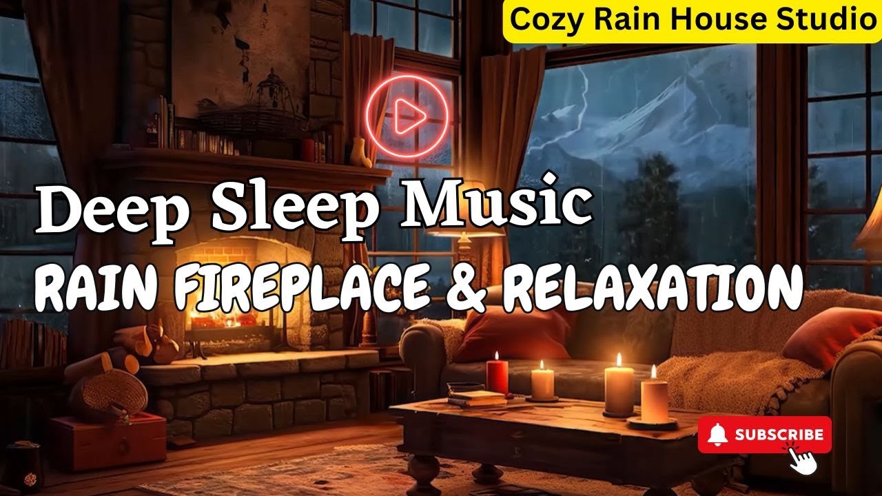 8 Hours of Relaxing Sleep Music, Fireplace & Rain Sounds, Night Ambience for Deep Sleep