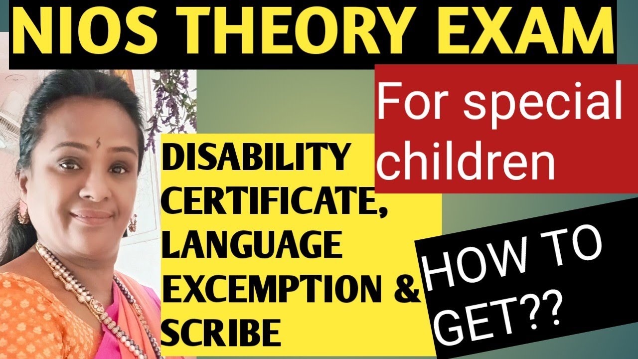 NIOS EXAM DISABILITY CERTIFICATE LANGUAGE EXCEMPTION & SCRIBE EDUCATION@bharathyniosacademy7726