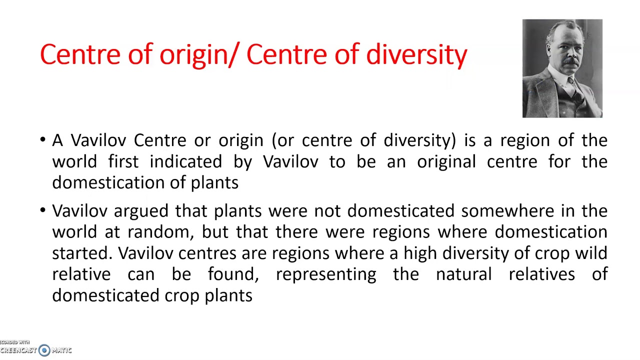 Centre of origin/Center of diversity. Lesson 3: Genetic resources and conservation