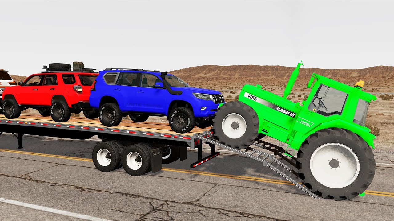 Flatbed Truck Mcqueen | Transportation with Truck - Pothole vs Car #193 - BeamNG.Drive