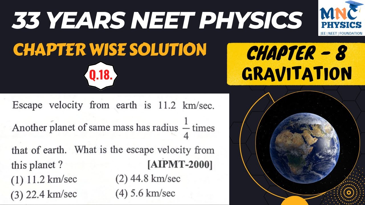 escape velocity from the earth is 11.2 km/s another planet of same mass || Gravitation NEET PYQs