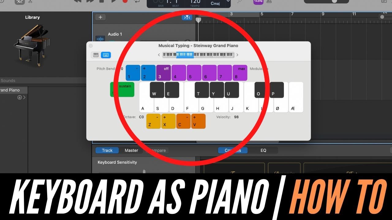 Как использовать клавиатуру компьютера в качестве пианино в Garageband | 2025