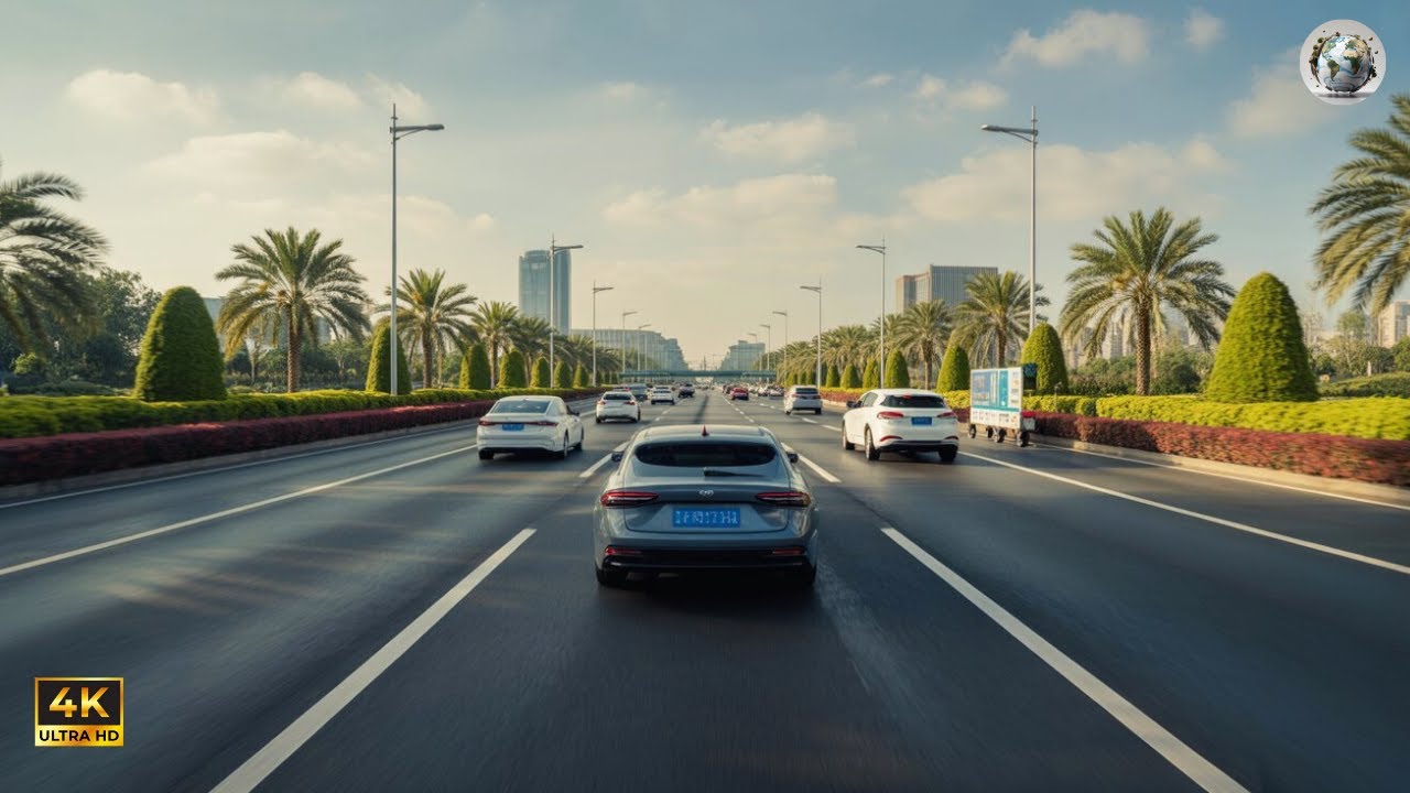 Daytime driving on China's busiest Shanghai highway