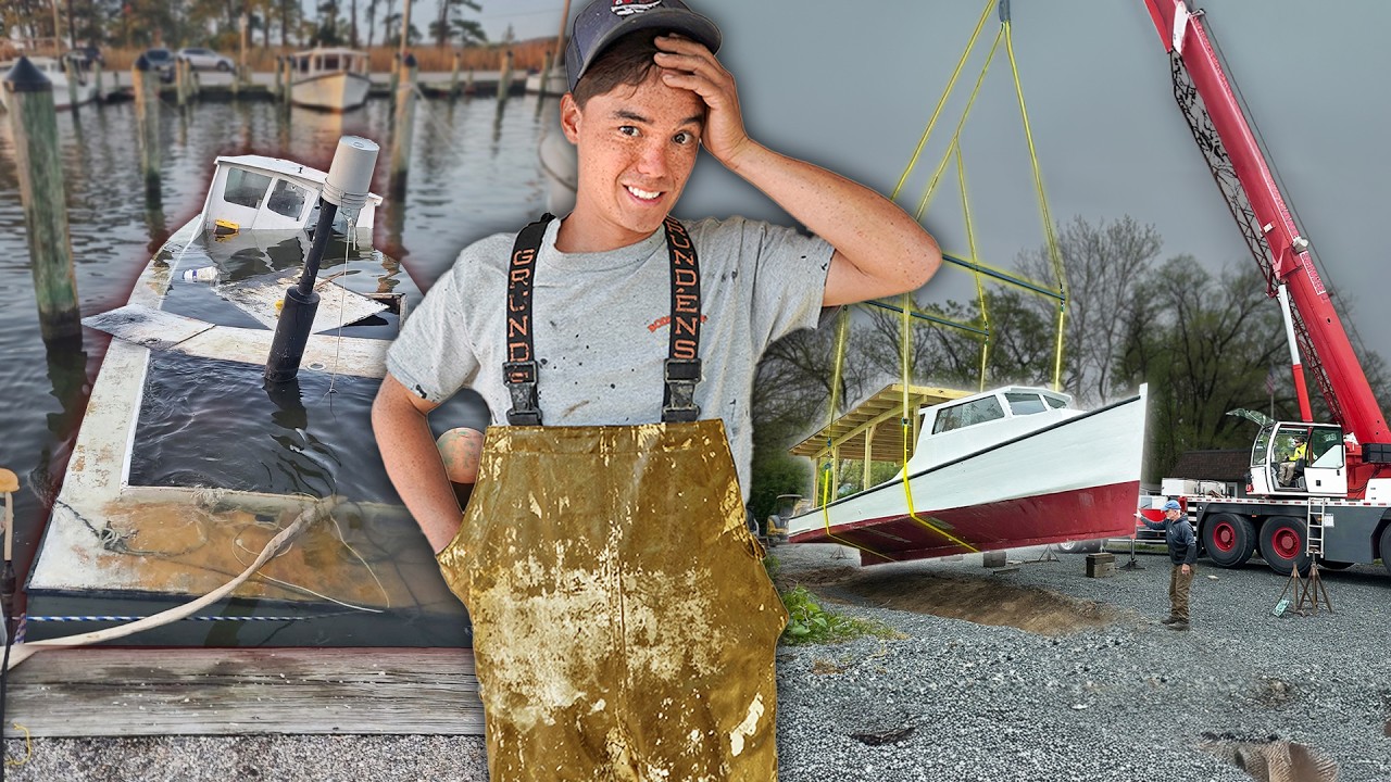 Turning a SUNKEN boat into a crab stand in 68 days