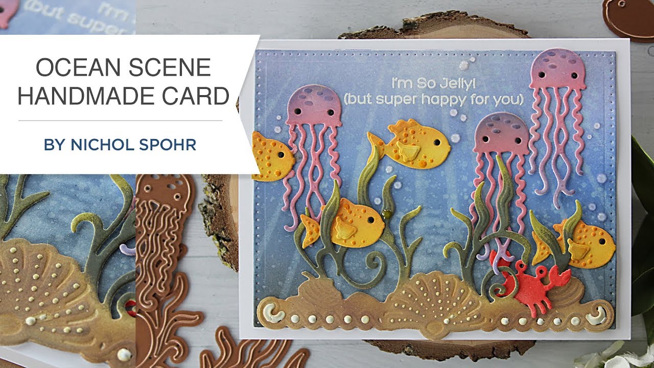 Inking White Die Cuts Ocean Scene Card with Nichol