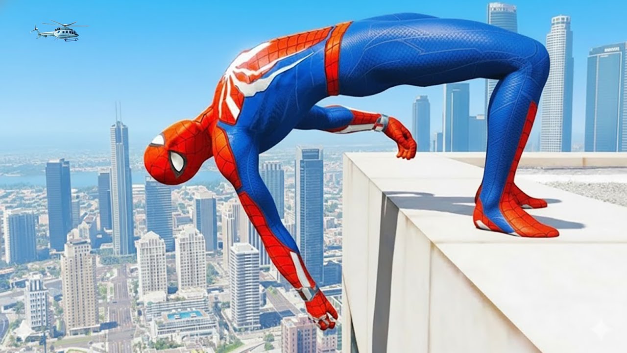 SPIDERMAN FUNNY EPIC JUMPS/FALLS (GTA 5 Spider-Man Fails)
