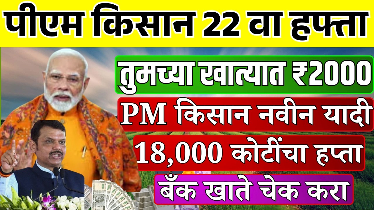 पीएम किसान योजनेचा 22 वा हप्ता आज | Pm Kisan Yojna | Namo Shetkari Yoajna | Pik Vima | 22 March