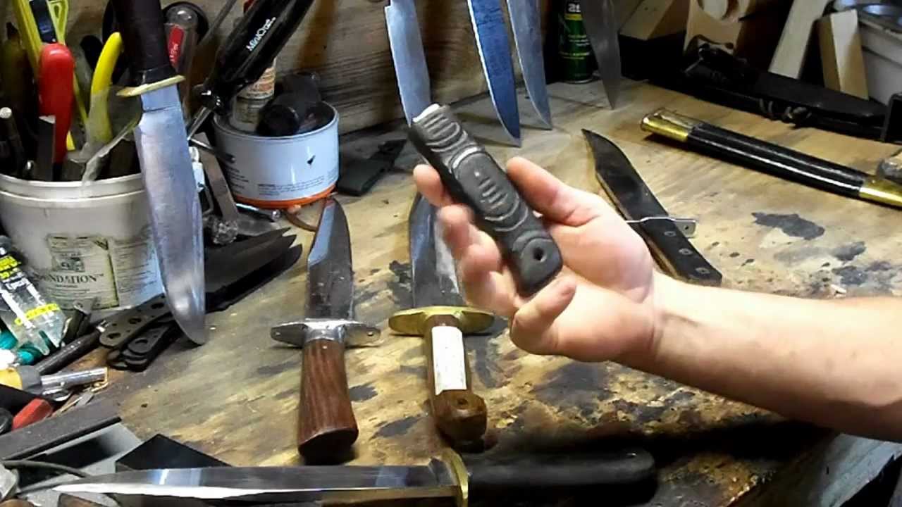 Bowie knife handle design and materials.