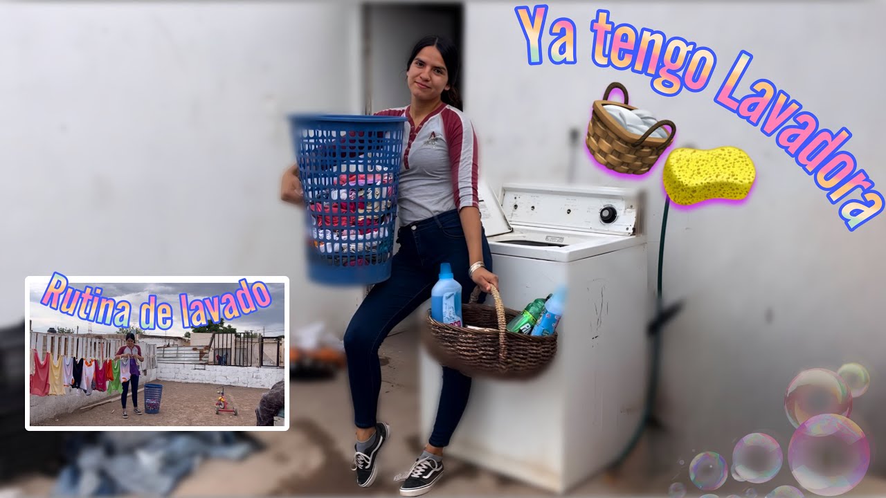 ME PRESTARON UNA LAVADORA😳😱/RUTINA DE LAVADO🧺🧽 #rutinadelavado