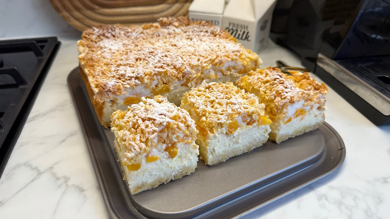 Sernik z brzoskwiniami na kruchym spodzie