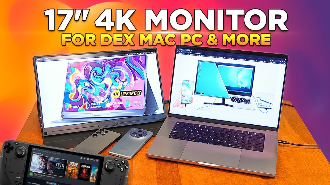 17-дюймовый портативный UHD 4K монитор для игр, DEX, MAC, PC, Steam Deck (UPERFECT UGame J5)