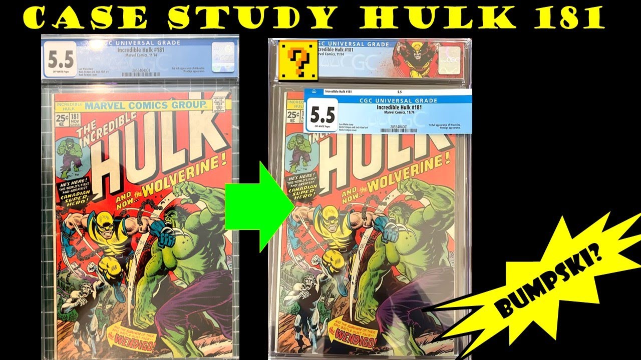Case Study: Incredible Hulk #181 CGC graded 5.5 comic book crack, clean, whiten, resubmission.