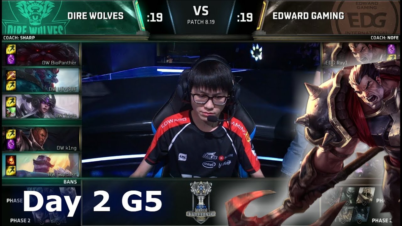 DW vs EDG | Day 2 Play-In Stage S8 LoL Worlds 2018 | Dire Wolves vs Edward Gaming