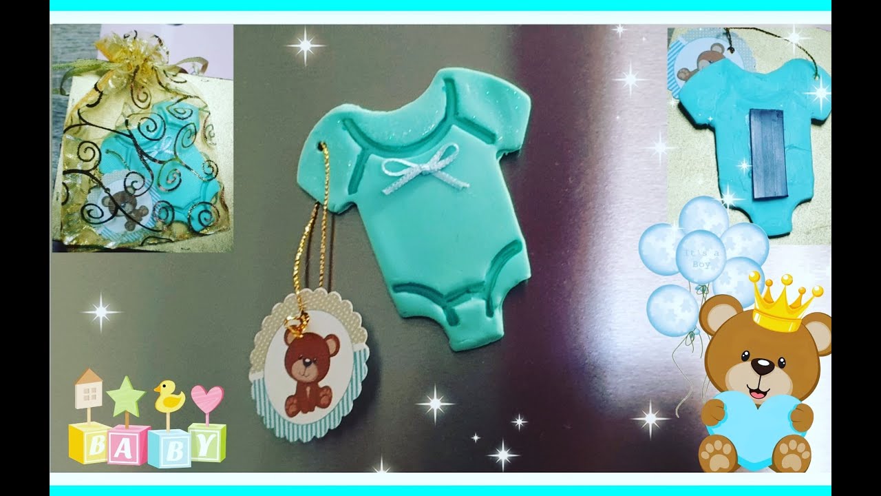 como hacer recuerdos de iman baby shower con moldes de galleta pasta flexible
