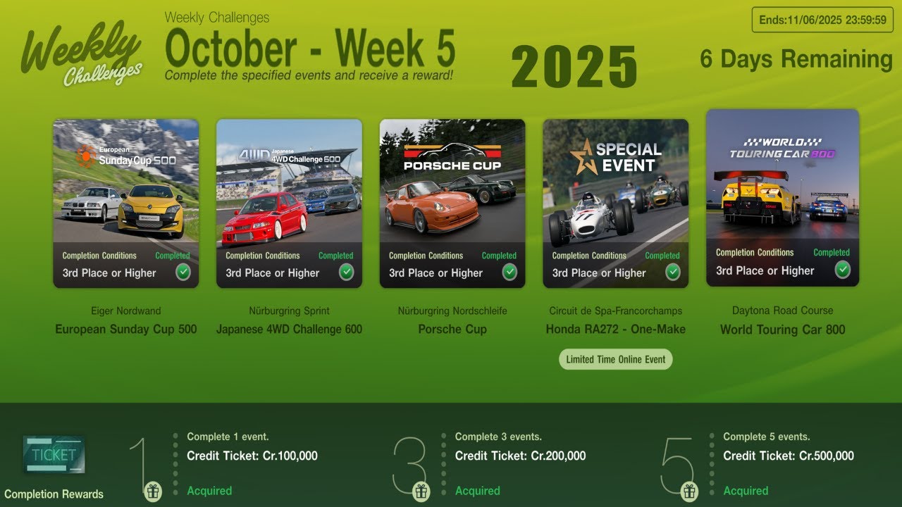 GT7|Weekly Challenges|October - Week 5|Cars & Setups(1.63)