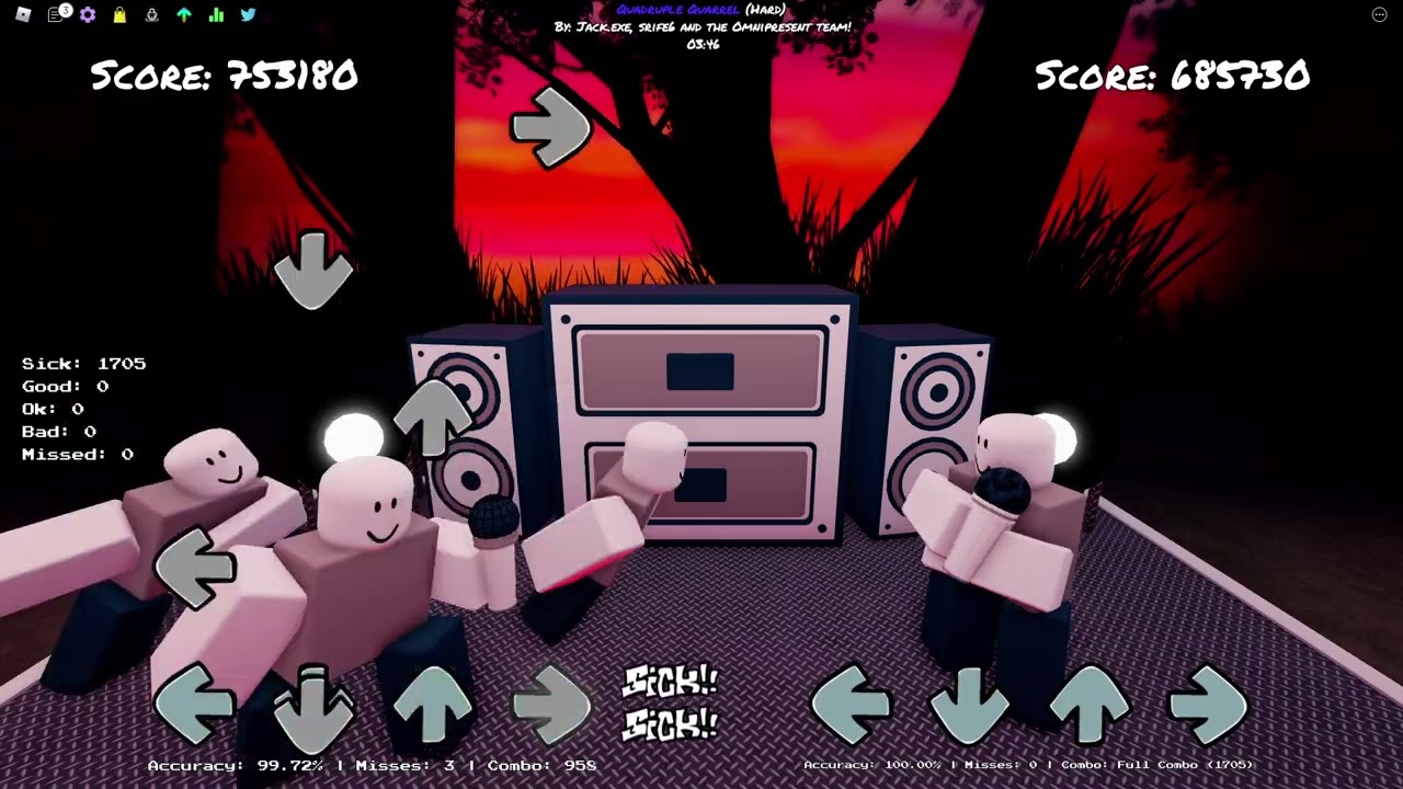 Roblox Funky Friday - Quadruple Quarrel (Hard) Botplay [SDCB - PFC]