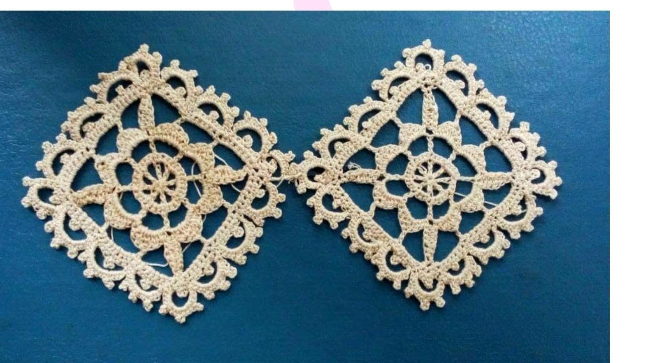 CROCHET Vintage lace square motif Кружевной квадрат  крючком под  старинное кружево