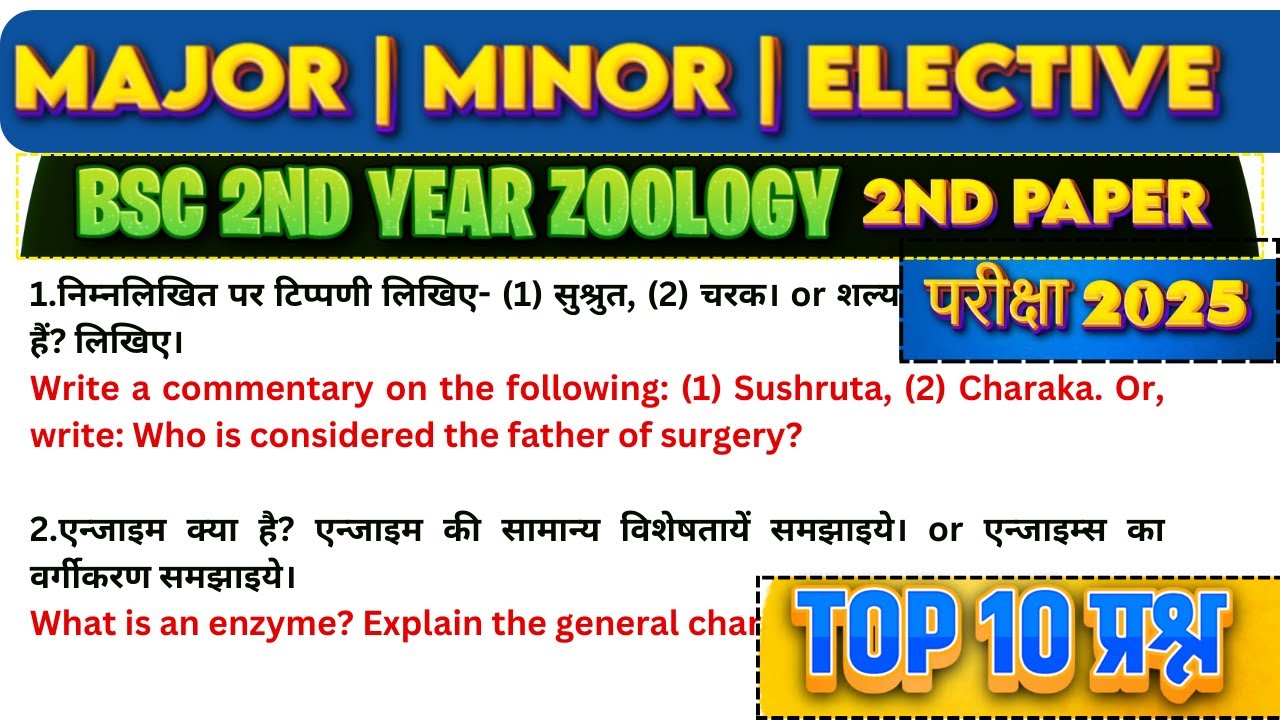 Top 10 Most IMPORTANT QUESTION | Bsc 2nd year zoology important questions 2025 | Major, Minor, 2nd