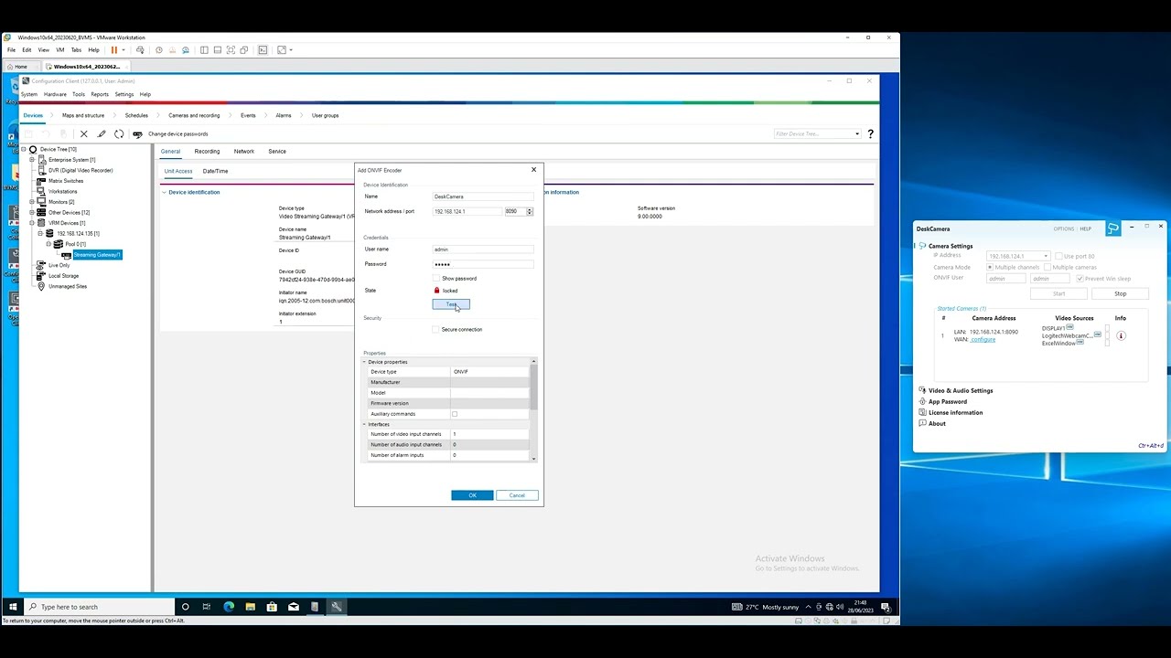 How to connect Bosch BVMS to DeskCamera via ONVIF