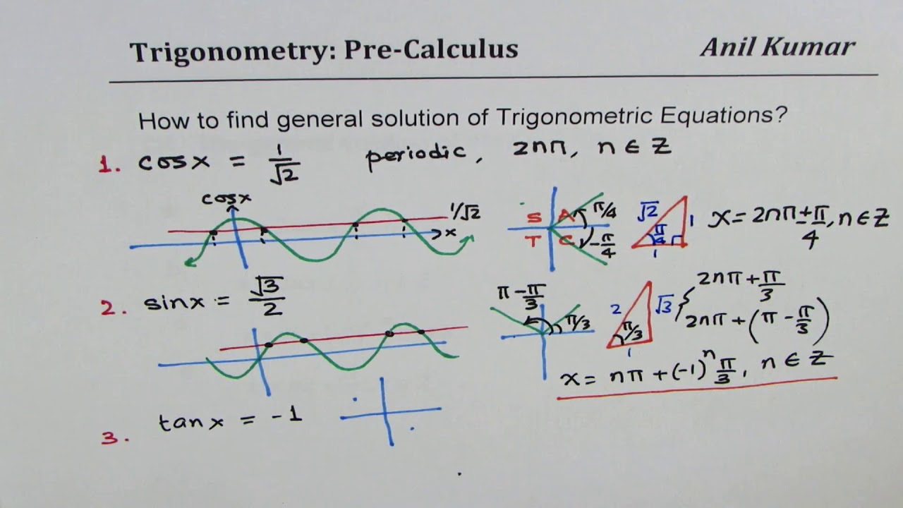 How to write general solution of Trigonometric Equations - EDEXCEL - GCSE - SAT