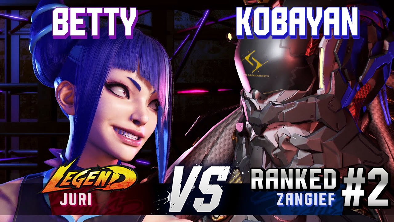 SF6 ▰ BETTY (Juri) vs KOBAYAN (#2 Ranked Zangief) ▰ High Level Gameplay