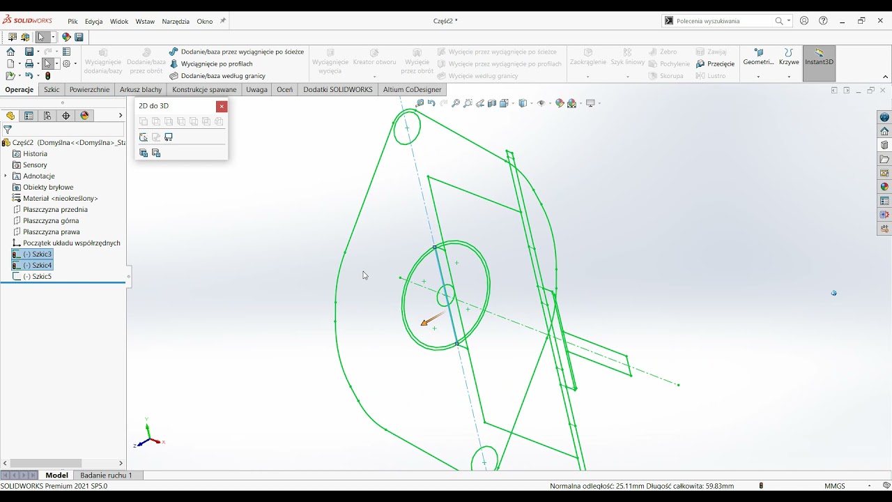 SOLIDWORKS #41 konwersja 2D do 3D