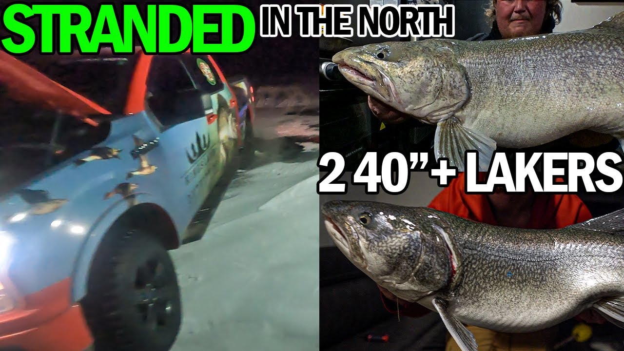 STRANDED on the ice in Northern Manitoba - 4 TROPHY LAKE TROUT [2 over 40